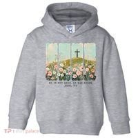 He Is Risen Christian Wildflower Happy Easter Toddler Hoodie thumb 0