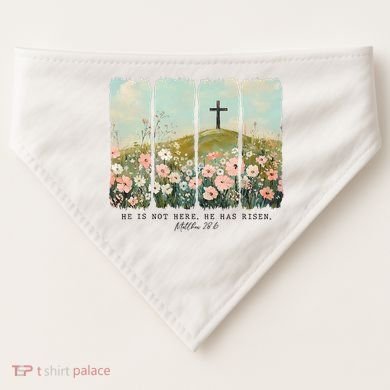 He Is Risen Christian Wildflower Happy Easter USA-Made Doggie Bandana
