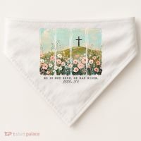 He Is Risen Christian Wildflower Happy Easter USA-Made Doggie Bandana thumb 0