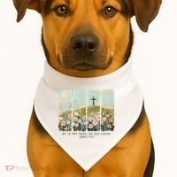 He Is Risen Christian Wildflower Happy Easter USA-Made Doggie Bandana thumb 1