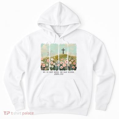 He Is Risen Christian Wildflower Happy Easter Hoodie