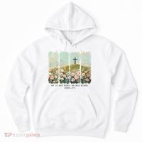 He Is Risen Christian Wildflower Happy Easter Hoodie thumb 0