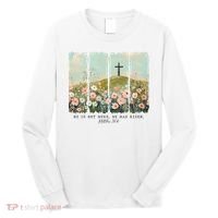 He Is Risen Christian Wildflower Happy Easter Long Sleeve Shirt thumb 0