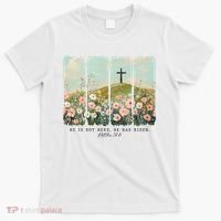 He Is Risen Christian Wildflower Happy Easter T-Shirt thumb 0