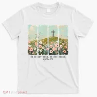 He Is Risen Christian Wildflower Happy Easter T-Shirt thumb 0