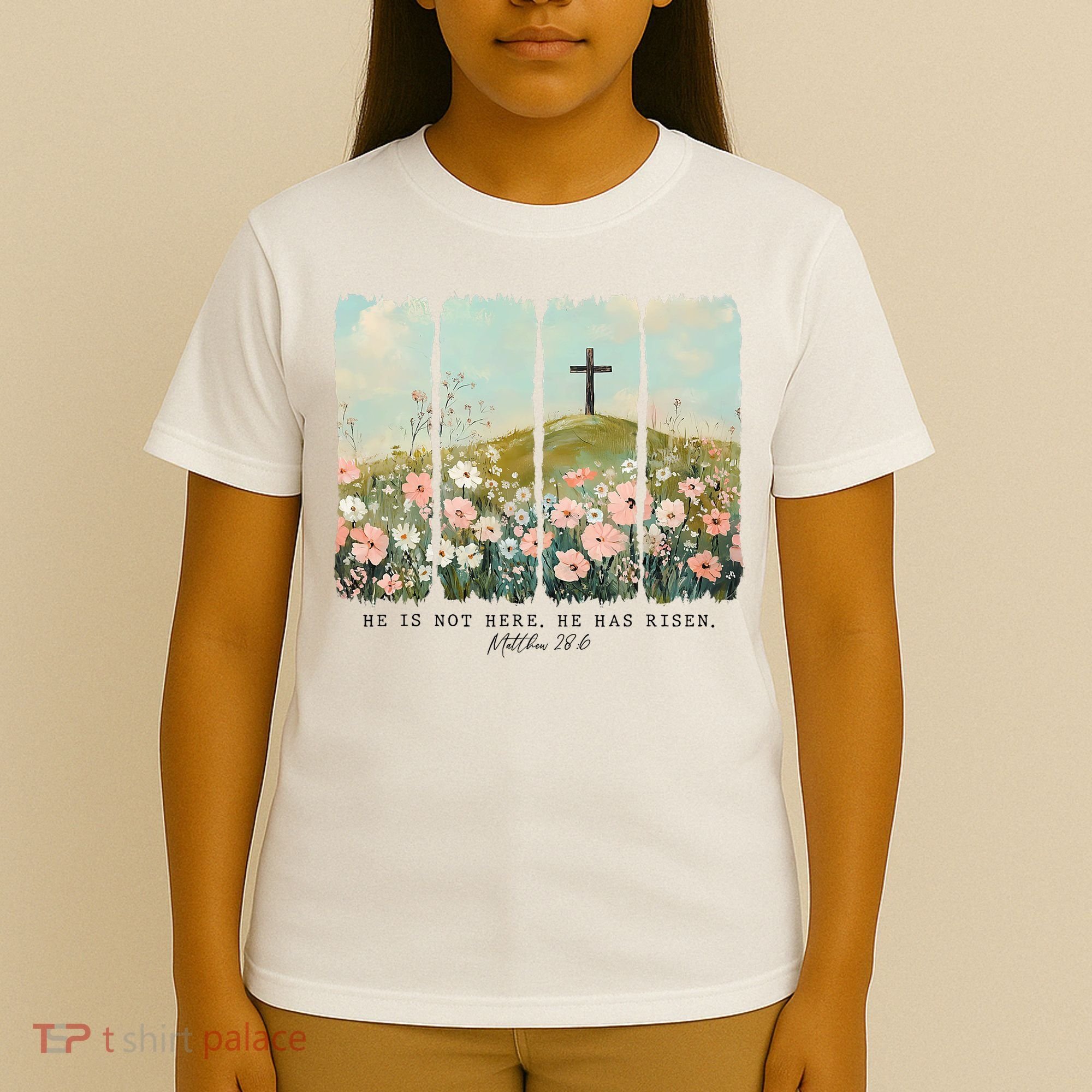 He Is Risen Christian Wildflower Happy Easter T-Shirt