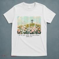 He Is Risen Christian Wildflower Happy Easter T-Shirt thumb 5