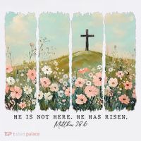 He Is Risen Christian Wildflower Happy Easter T-Shirt thumb 7