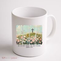 He Is Risen Christian Wildflower Happy Easter Coffee Mug thumb 1