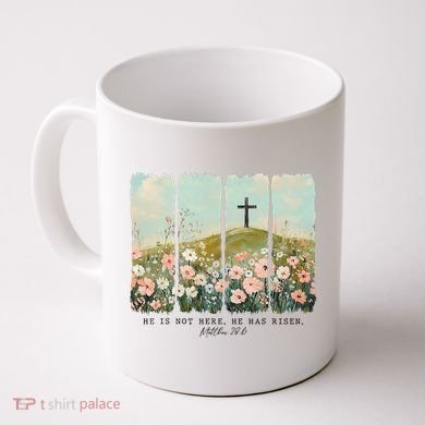 He Is Risen Christian Wildflower Happy Easter Coffee Mug