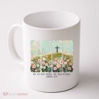 He Is Risen Christian Wildflower Happy Easter Coffee Mug thumb 0