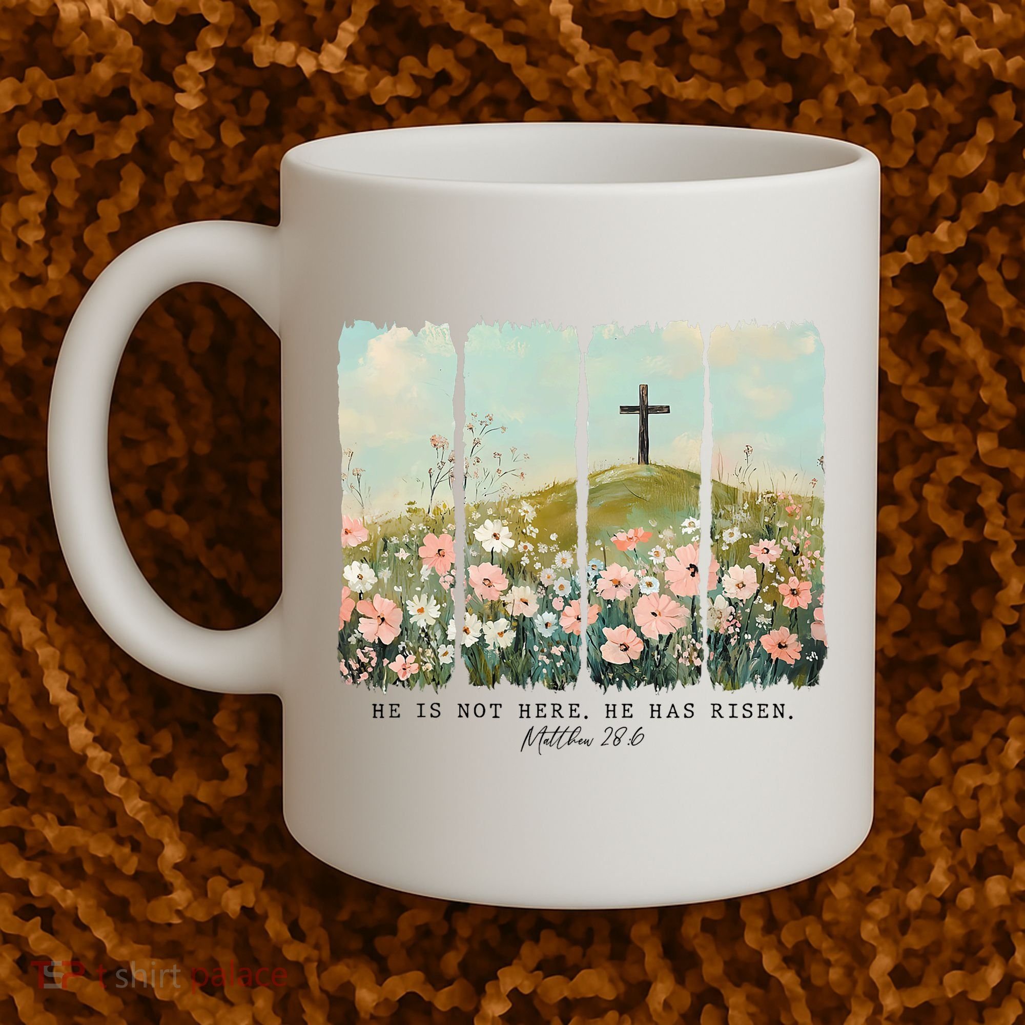 He Is Risen Christian Wildflower Happy Easter Coffee Mug