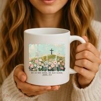 He Is Risen Christian Wildflower Happy Easter Coffee Mug thumb 3