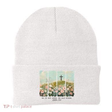 He Is Risen Christian Wildflower Happy Easter Beanie