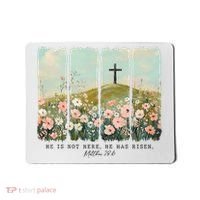 He Is Risen Christian Wildflower Happy Easter Mousepad thumb 0