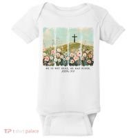 He Is Risen Christian Wildflower Happy Easter Baby Bodysuit thumb 0