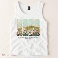 He Is Risen Christian Wildflower Happy Easter Tank Top thumb 2