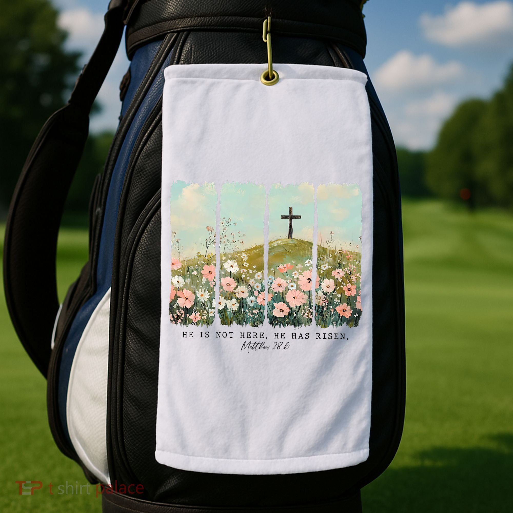 He Is Risen Christian Wildflower Happy Easter Golf Towel