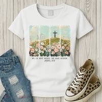 He Is Risen Christian Wildflower Happy Easter Women's T-Shirt thumb 3