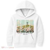 He Is Risen Christian Wildflower Happy Easter Kids Hoodie thumb 0