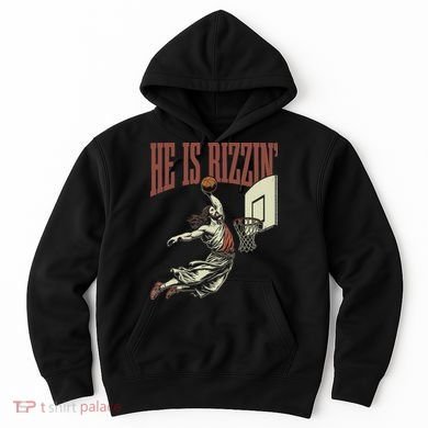 He Is Rizzin Funny Jesus Playing Basketball Meme Easter Hoodie