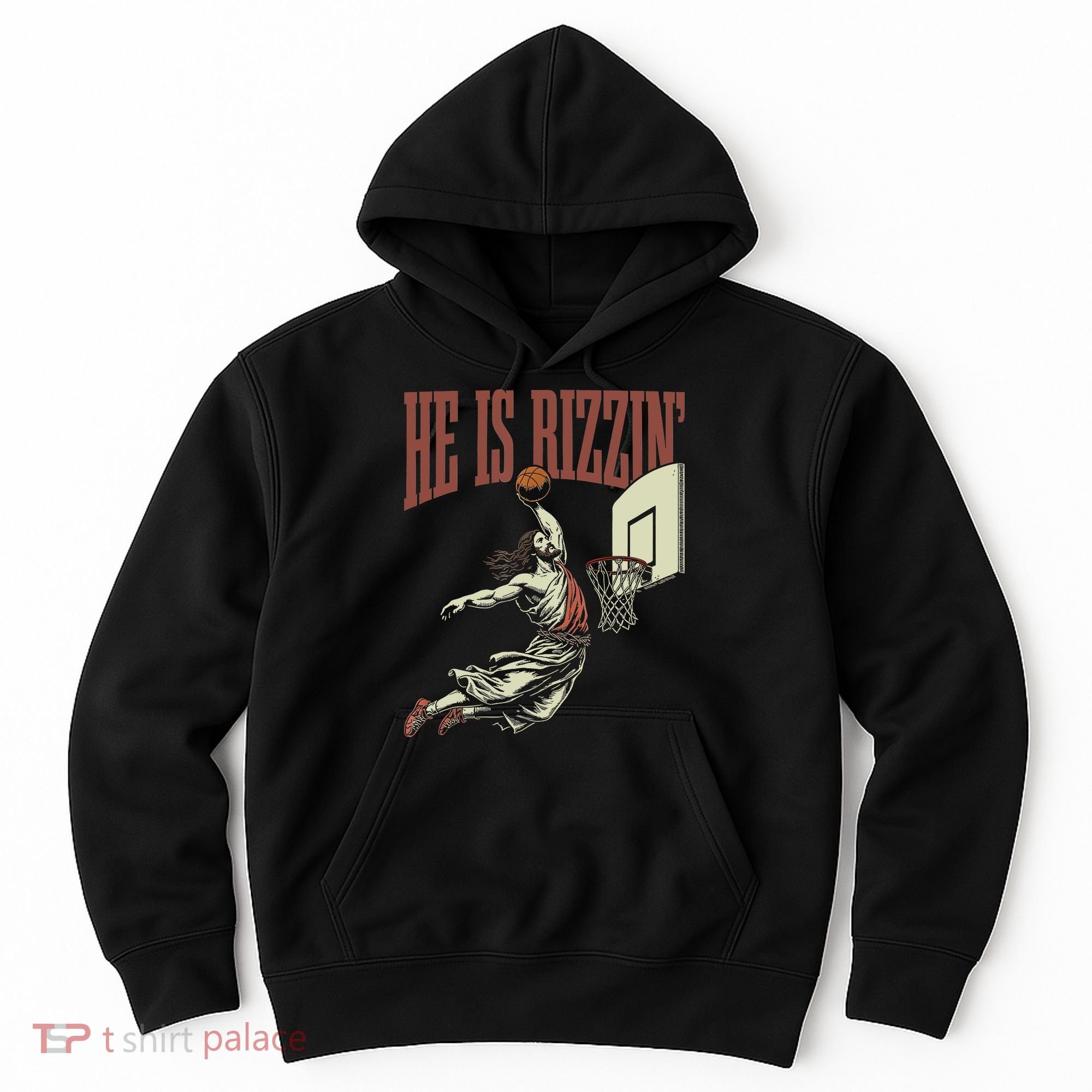 He Is Rizzin Funny Jesus Playing Basketball Meme Easter Hoodie