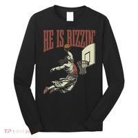 He Is Rizzin Funny Jesus Playing Basketball Meme Easter Long Sleeve Shirt thumb 0