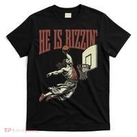 He Is Rizzin Funny Jesus Playing Basketball Meme Easter T-Shirt thumb 0