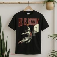 He Is Rizzin Funny Jesus Playing Basketball Meme Easter T-Shirt thumb 2