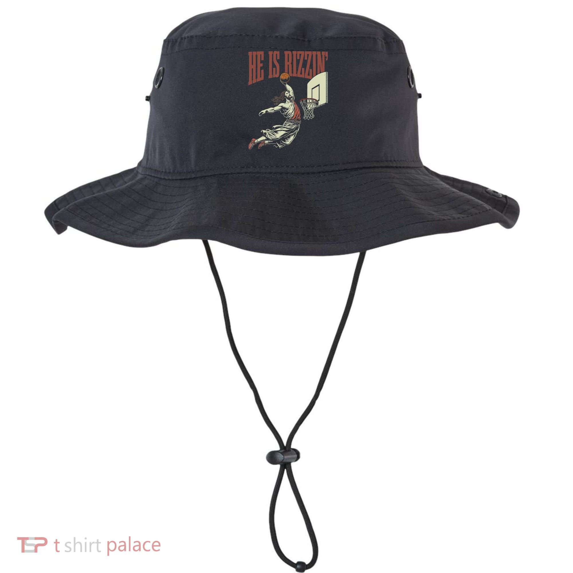 He Is Rizzin Funny Jesus Playing Basketball Meme Easter Bucket Hat