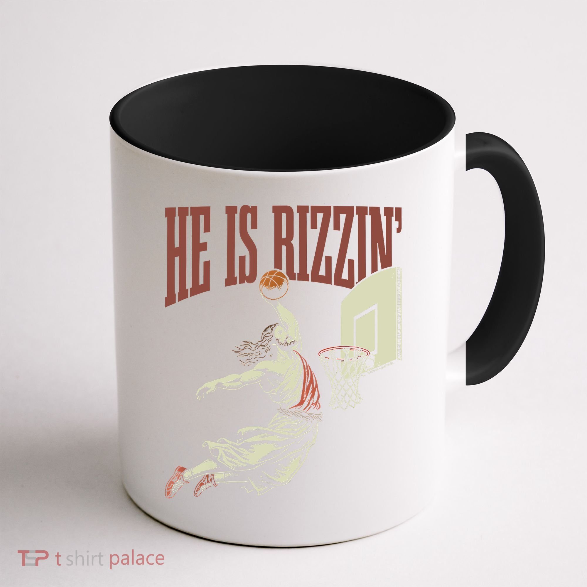 He Is Rizzin Funny Jesus Playing Basketball Meme Easter Coffee Mug