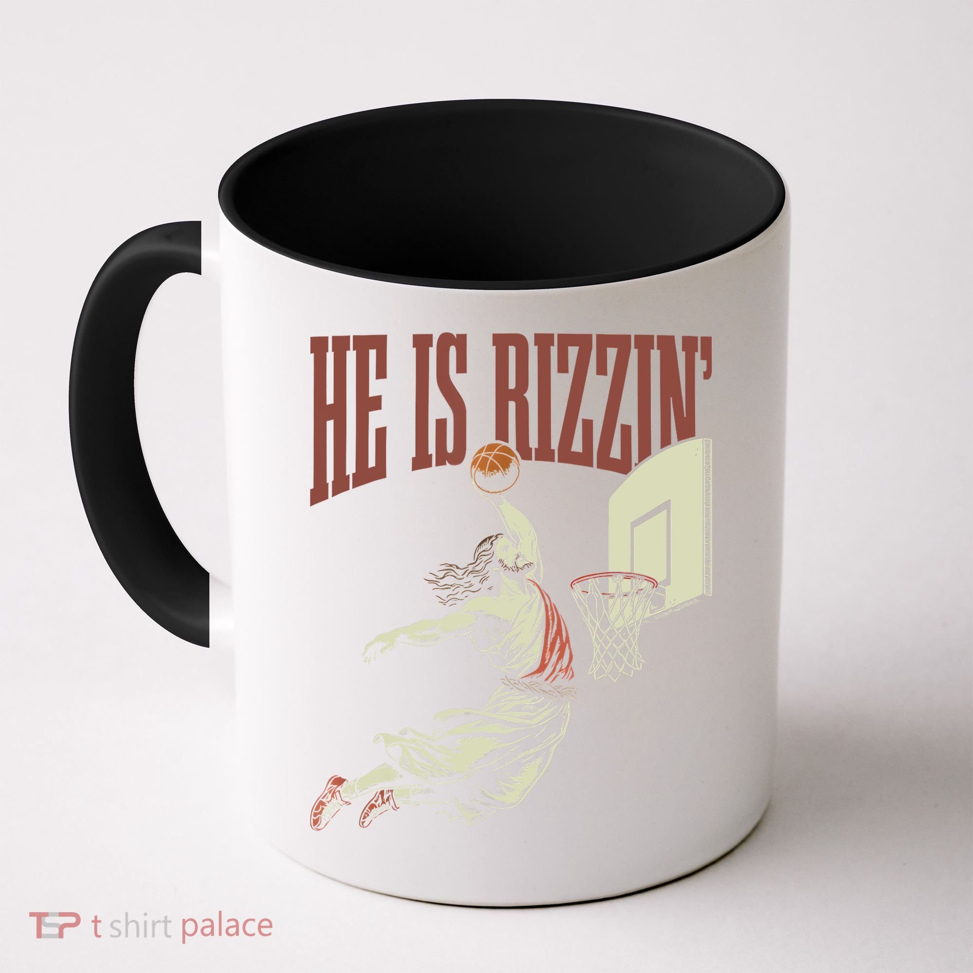 He Is Rizzin Funny Jesus Playing Basketball Meme Easter Coffee Mug