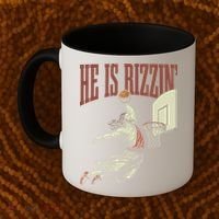 He Is Rizzin Funny Jesus Playing Basketball Meme Easter Coffee Mug thumb 2