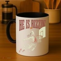 He Is Rizzin Funny Jesus Playing Basketball Meme Easter Coffee Mug thumb 4