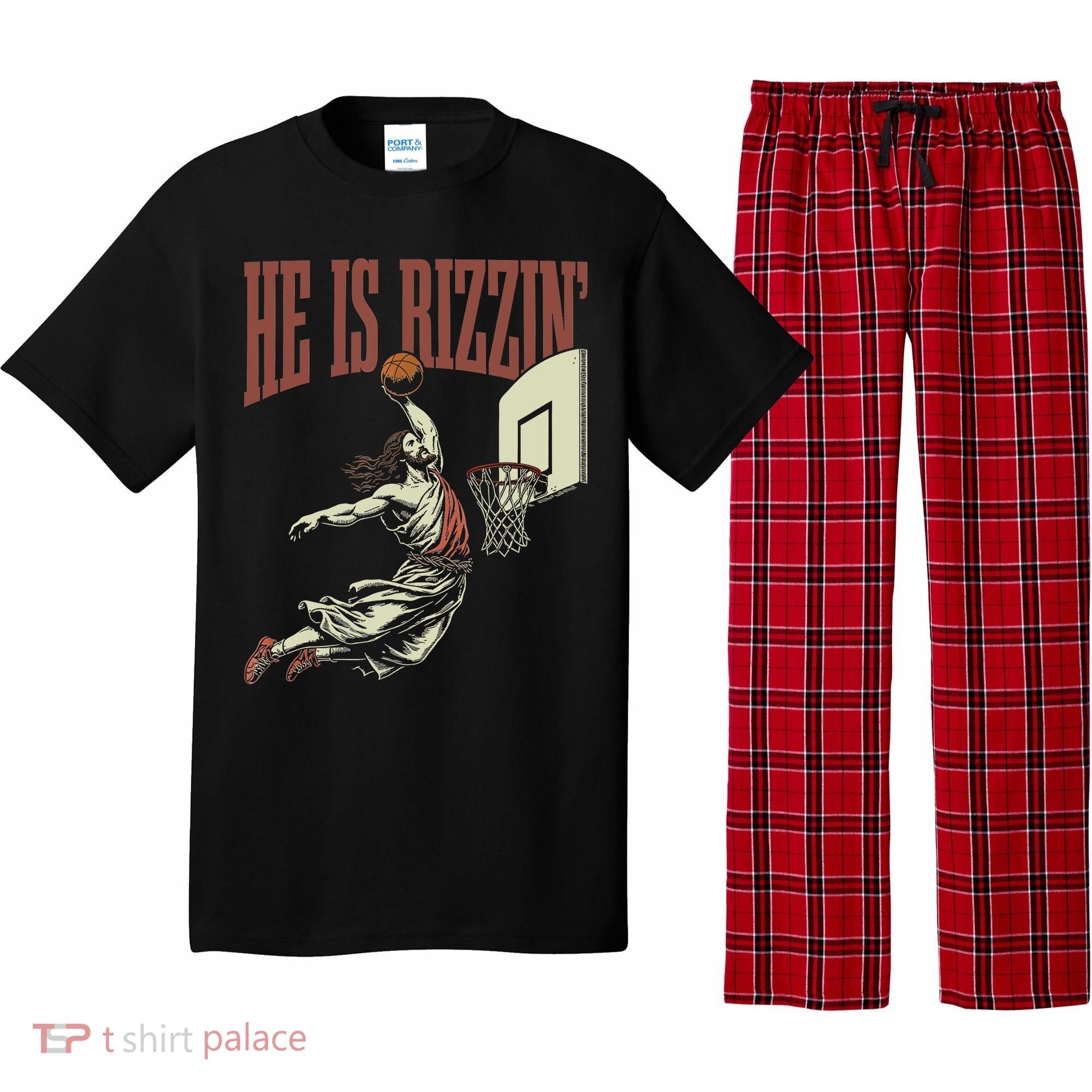 He Is Rizzin Funny Jesus Playing Basketball Meme Easter Pajama Set