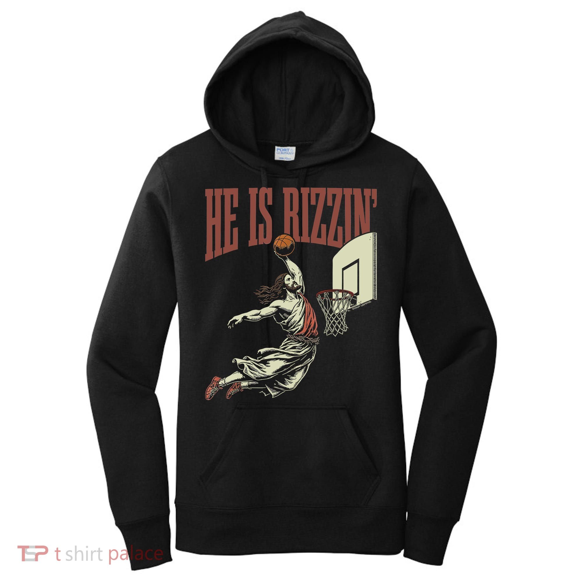 He Is Rizzin Funny Jesus Playing Basketball Meme Easter Women's Hoodie