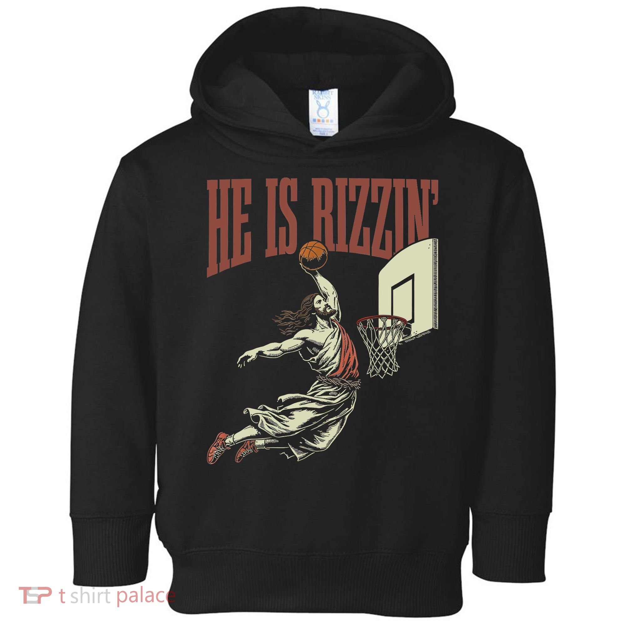 He Is Rizzin Funny Jesus Playing Basketball Meme Easter Toddler Hoodie