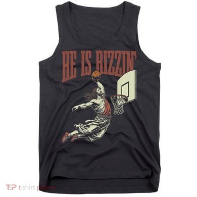 He Is Rizzin Funny Jesus Playing Basketball Meme Easter Tank Top