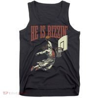 He Is Rizzin Funny Jesus Playing Basketball Meme Easter Tank Top thumb 0