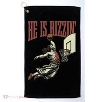 He Is Rizzin Funny Jesus Playing Basketball Meme Easter Golf Towel thumb 0