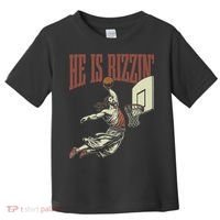 He Is Rizzin Funny Jesus Playing Basketball Meme Easter Toddler T-Shirt thumb 0