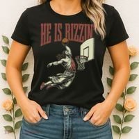 He Is Rizzin Funny Jesus Playing Basketball Meme Easter Women's T-Shirt thumb 2