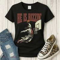 He Is Rizzin Funny Jesus Playing Basketball Meme Easter Women's T-Shirt thumb 3