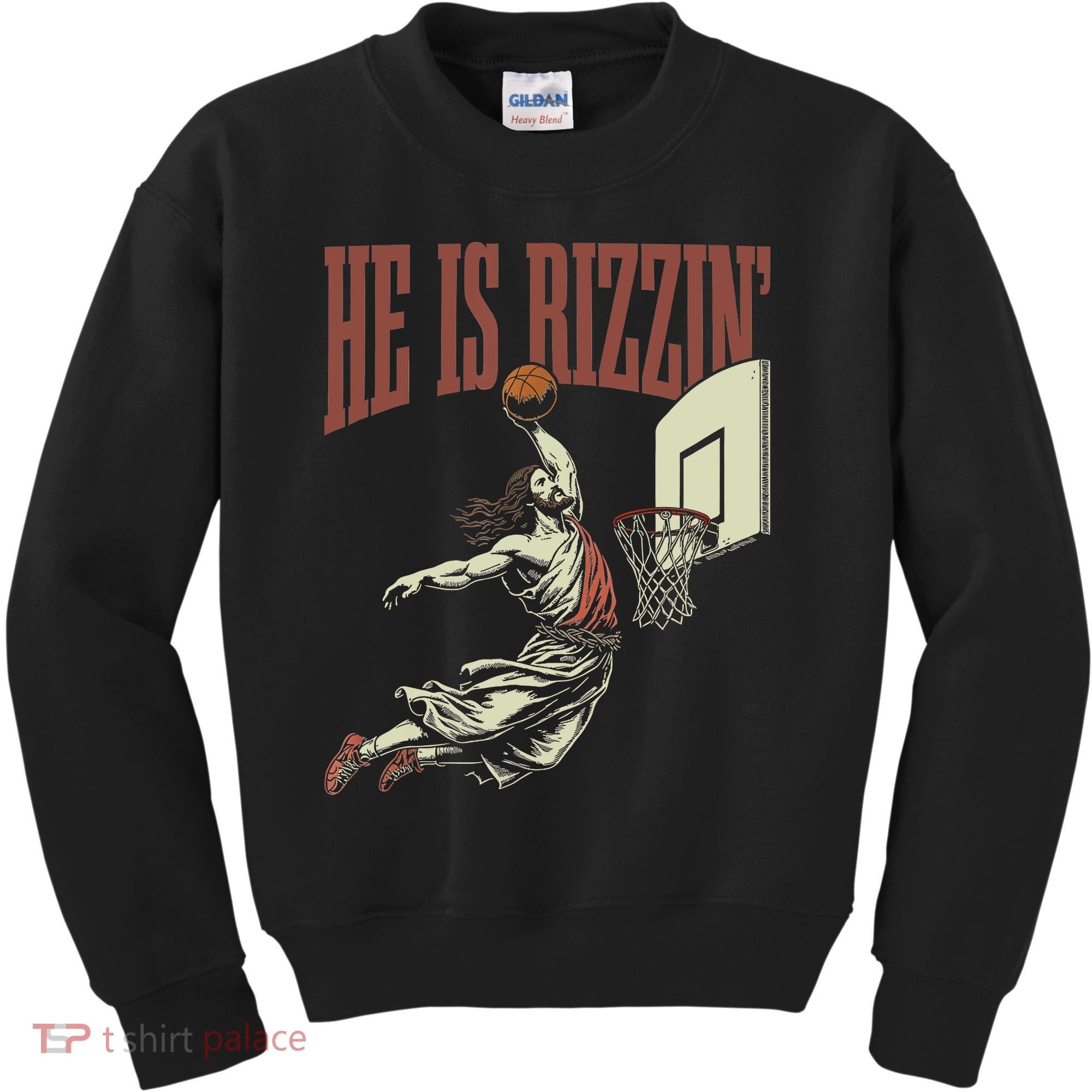 He Is Rizzin Funny Jesus Playing Basketball Meme Easter Kids Sweatshirt