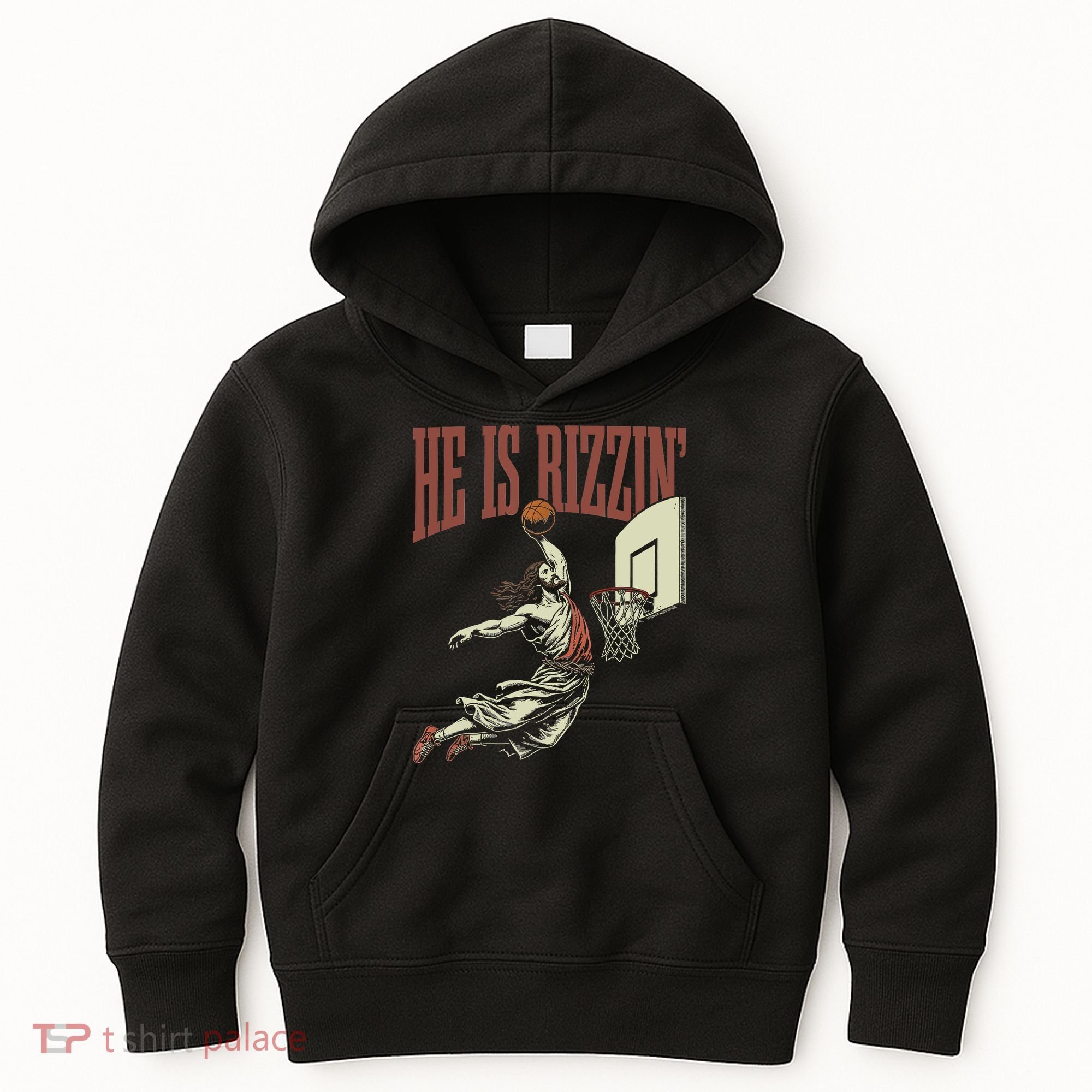 He Is Rizzin Funny Jesus Playing Basketball Meme Easter Kids Hoodie