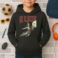 He Is Rizzin Funny Jesus Playing Basketball Meme Easter Kids Hoodie thumb 2