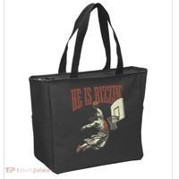 He Is Rizzin Funny Jesus Playing Basketball Meme Easter Tote Bag thumb 2