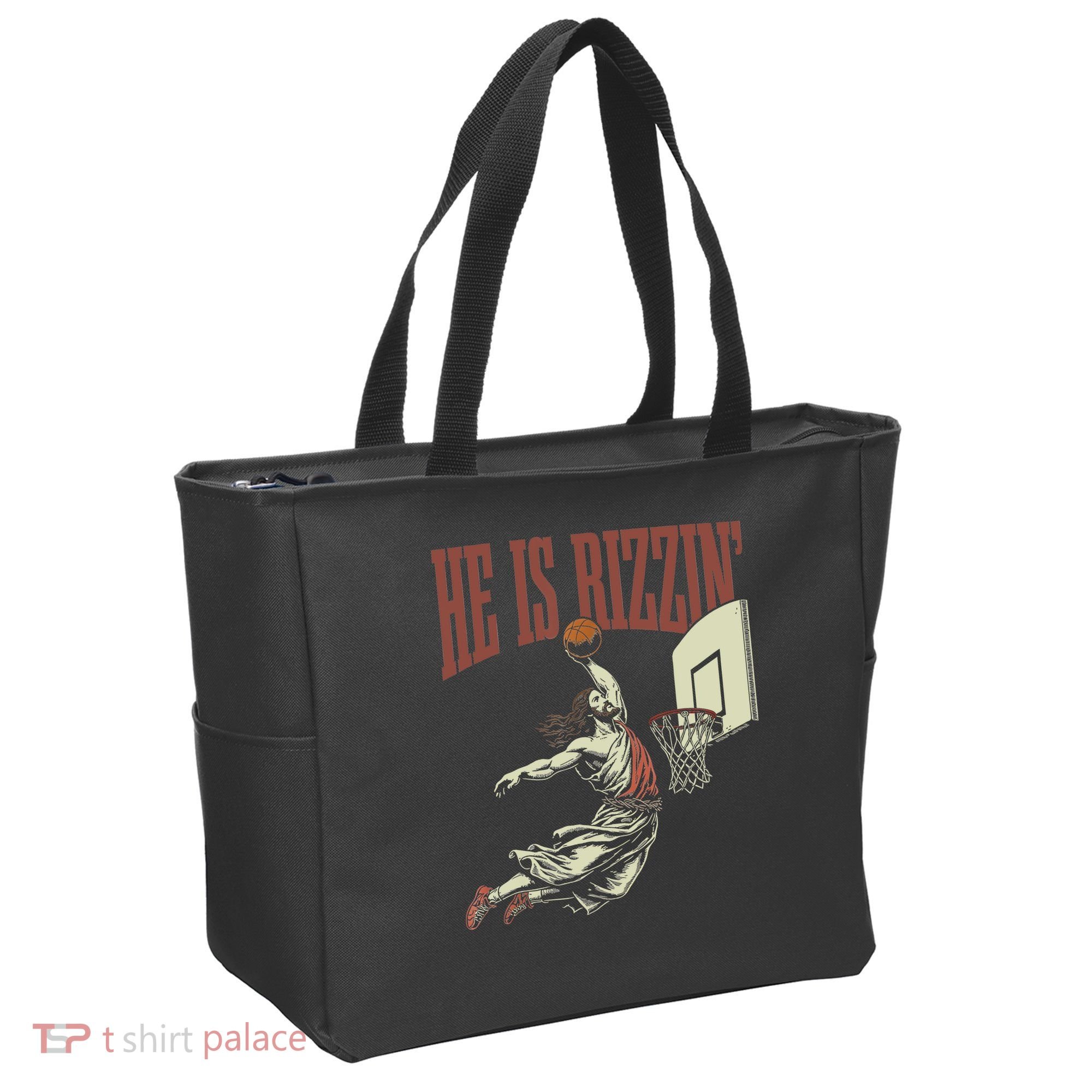 He Is Rizzin Funny Jesus Playing Basketball Meme Easter Tote Bag