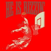 He Is Rizzin Funny Jesus Playing Basketball Meme Easter Santa Hat thumb 1