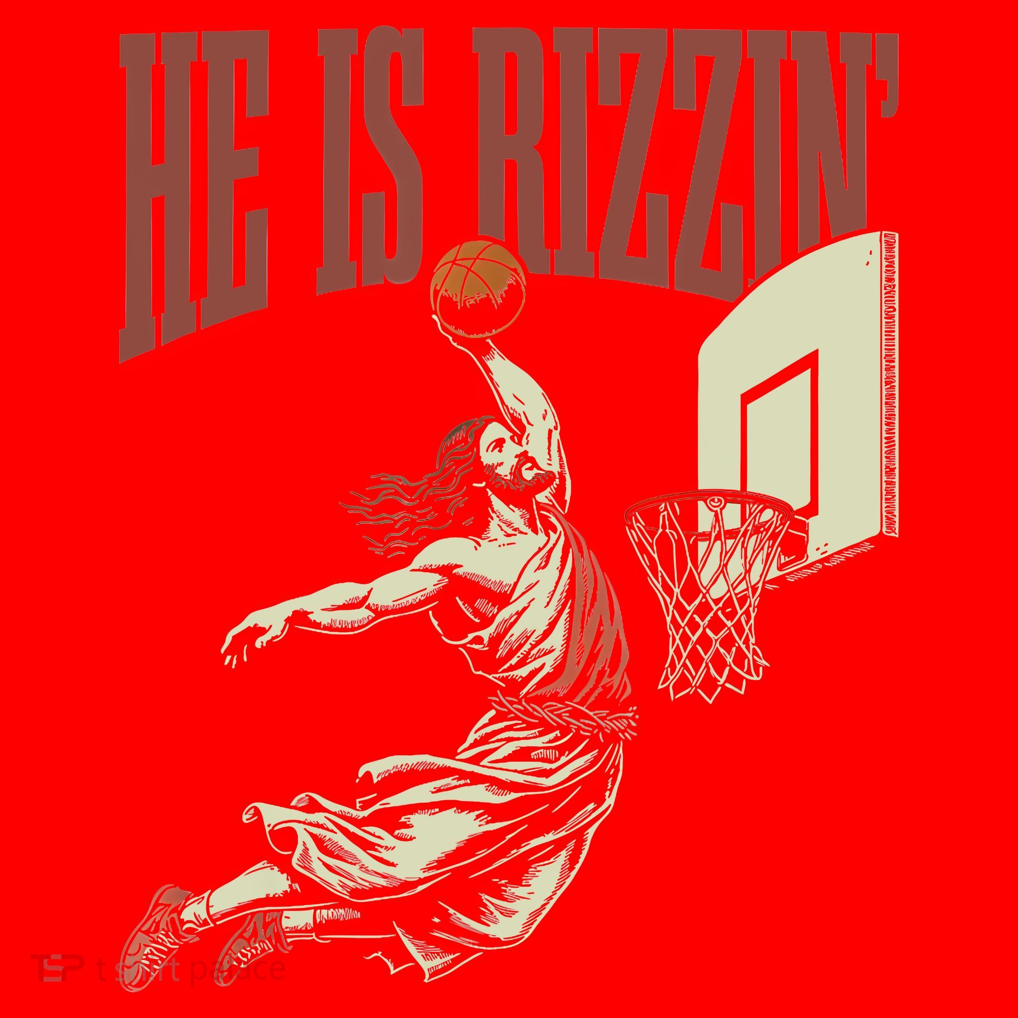 He Is Rizzin Funny Jesus Playing Basketball Meme Easter Santa Hat